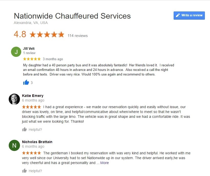 Nationwide Chauffeured Services Reviews